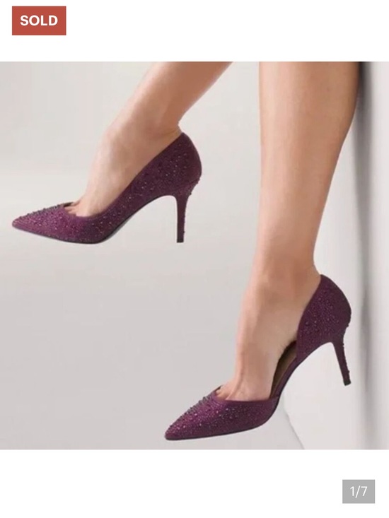 White House Black Market Shoes - White House Black Market Plum Crystal Embellished Pointed-Toe Heels